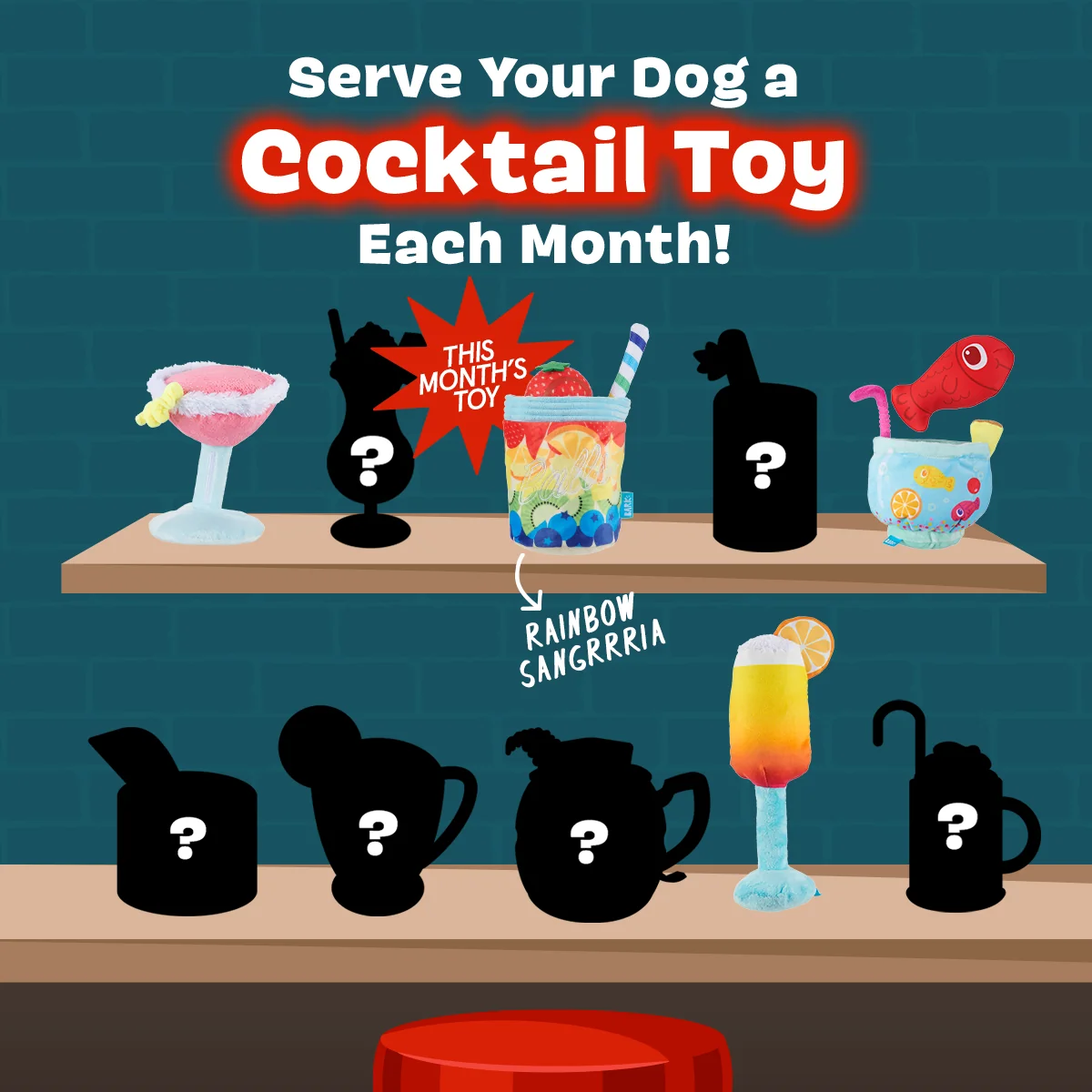 Cocktail Club, Plush Cocktail Monthly Dog Toys - Image 6