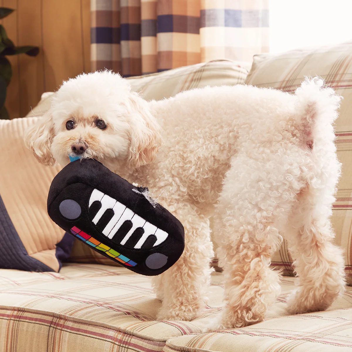 Squeaky Wonder Keyboard Plush Dog Toy - Image 3